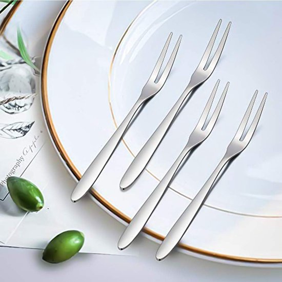 10 stks 304 rvs fruit vorken dessert vorken salade voorgerecht kleine vorken voor Europese dessert taarten met opbergdoos