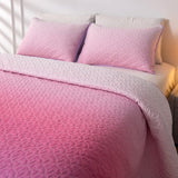 Roze gewatteerde deken, eenpersoons spreien, gradiënt blauw roze beddengoed sets voor meisjes, hartvormige deken het hele seizoen voor tienermeisjes en vrouwen, 150x200 cm