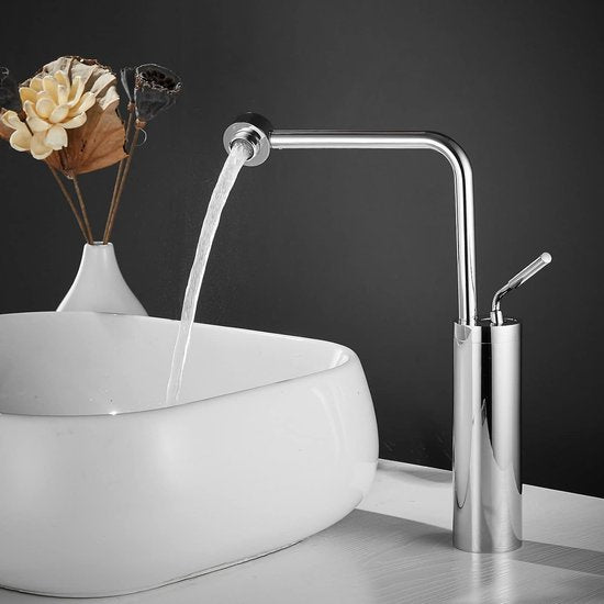 Wastafelkranen Wastafelkraan High Body Chroom Zwanenhals Enkele handgreep Enkelgatsmontage Messing