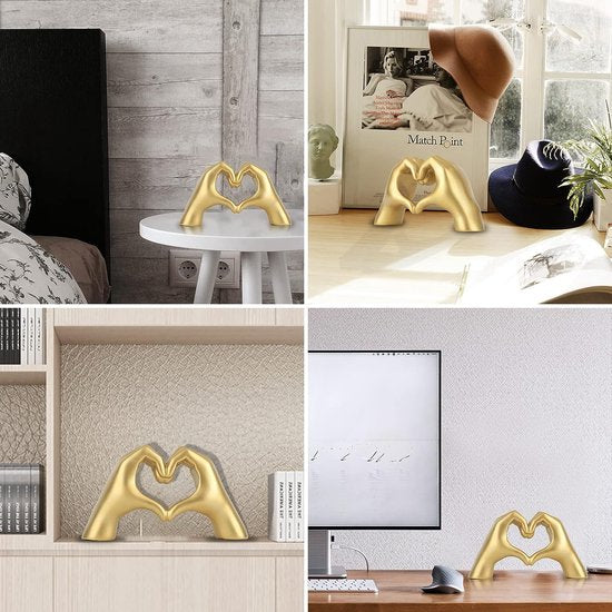 Gouden gebaardecoratie, liefdesvingerstandbeeld modern, moderne kunstsculptuur gepersonaliseerde vingerhuisdecoratie, creatieve bruiloft thuis desktopdecoratie
