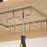 Wijnfleshouder Tafelblad Hanger Metalen Organizer voor Bar Keuken 3 Tier Glaswerk Rek Onder Kast Roestvrijstalen Hanger Opbergrek Zwart (Goud)