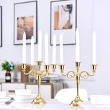 Kandelaar 5-armige kaarsenstandaard kaarsenhouder als tafeldecoratie voor Kerstmis en Thanksgiving (goud)