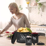 3-pack aardappelbewaardoos, veelzijdige aardappelpottenset met ventilatiesysteem houdt groenten langer vers, ideaal voor uienopslag en aardappelopslag (zwart)
