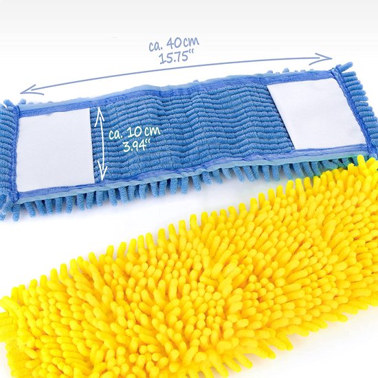 4 x Vervangende Vloerwisserhoes-Chenille Microfiber Wisserhoes voor een grondige reiniging van uw woonruimte (04 stuks - blauw / roze / geel / groen)