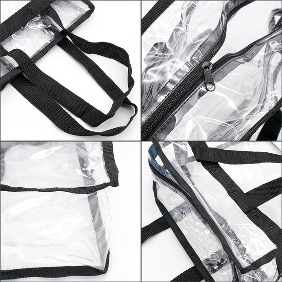 oorzichtige draagtas, transparante toilettas, waterdichte luiertas met ritssluiting en handvat, pvc, toilettas voor reizen, fitnessstudio, school, sportevenementen, zwart, mode