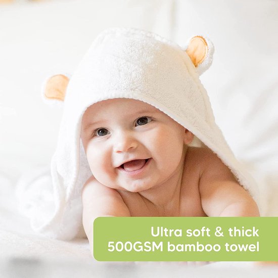 Babyhanddoek met capuchon - bamboe babyhanddoek biologische bamboe handdoek - babydoeken - grote bamboe capuchon handdoek - babybadhanddoeken met capuchon voor baby's, pasbornen, peuters (Bear)