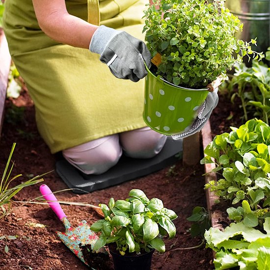 Flower Garden Tool Set 6-delige tuinset met mooie print Tuincadeaus voor vrouwen, inclusief verplantschepje, vork, handhark, cultivator, tuinhandschoenen en kniebeschermer