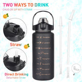 Drinkfles, 3 stuks, 2 l, 700 ml, 300 ml, lekvrij, 2 liter drinkfles met rietje, BPA-vrij, sportfles met tijdmarkering voor fiets, fitness, wandelen, outdoor