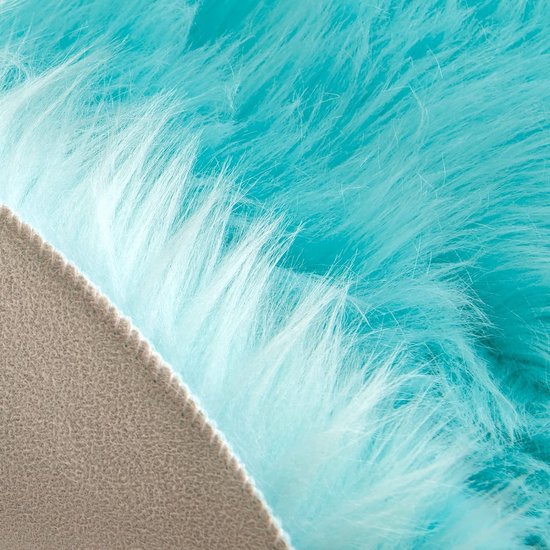 Vloerkleed van imitatiebont Pluizig Zacht Warm Modern Vloermat Bankmat Imitatiebont Decoratief bont Onregelmatig Slaapkamerkleed Wol Lang haar Casual uitstraling 60 x 90 cm Blauw