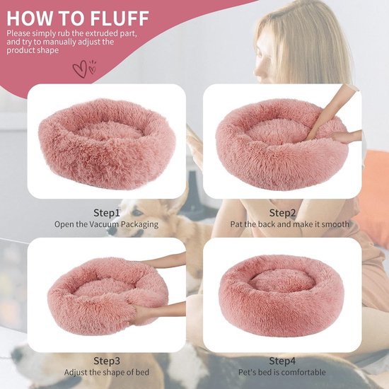 XH034 Ronde pluche honden- of kattensofa, rond, Bean Paste