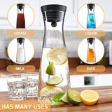 Glazen karaf, 1200 ml, glazen karaf, met deksel en tuit, waterkaraf, ijsthee kan sap, voor zelfgemaakte dranken, ijsthee, melk, koffie, wijn