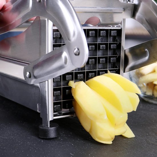 Frietsnijder, frietsnijder, van roestvrij staal, aardappelpers met 2 snijinzetstukken, groente-, kaas- en kaasstifmachine, vaatwasmachinebestendig (roestvrij staal, 1 stuk)