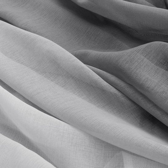 Ombre-gordijnen met oogjes kleurverloop voile pure gradiëntgordijnen set van 2 voor slaapkamer en woonkamer lusgordijnen met striksluitingen 225 x 140 cm (h x b) grijs