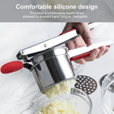 Aardappelpers van roestvrij staal, professionele spaghetti-ijspers met 3 gaten, aardappelstamper, spätzlepers, siliconen handgrepen voor aardappelpuree, babyvoeding, sap, citroen uitpersen