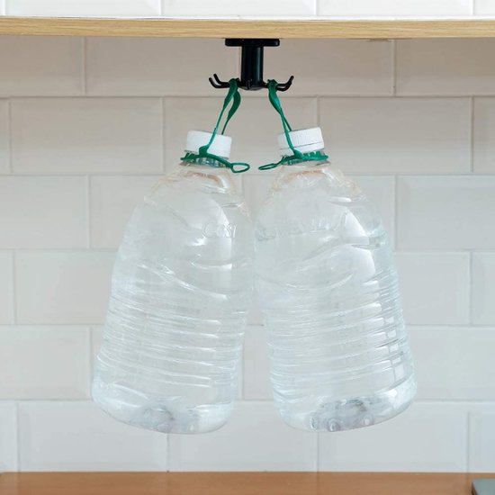 2-delig haakrek voor keukengerei, 360° draaibaar, hangende organizer, ophangrek voor bevestiging zonder boren, rek voor keuken/badkamer