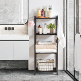 Boekenrek, 4 verdiepingen opbergrek, plantenrek, opbergrek met stalen frame, voor woonkamer, kantoor, werkkamer, hal, industriële stijl, zwart