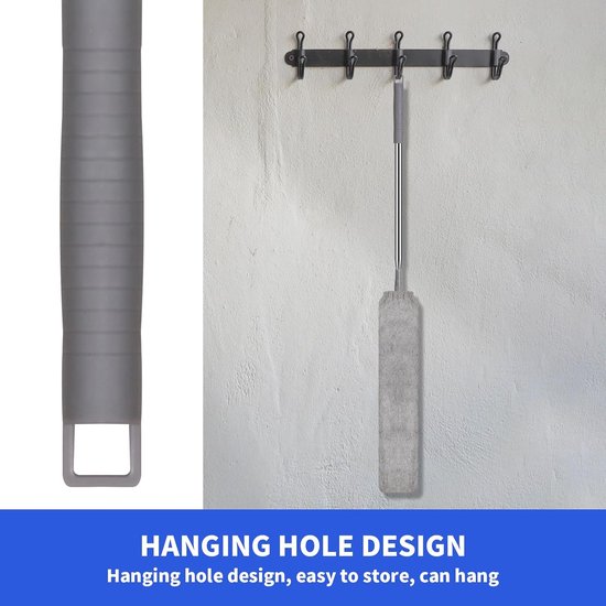 Telescopische plumeau Wasbare stofmop met 4 wasbare doeken, telescopische reiniger, telescopische plumeau, lange uitschuifbare plumeau voor slaapbank, meubelvloer, huishoudspleetstof