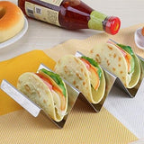 Taco houder, 2 stuks Taco standaard van 304 roestvrij staal met handgrepen, vaatwasmachinebestendig, tortillahouder voor taco's, sandwiches, worsthouders