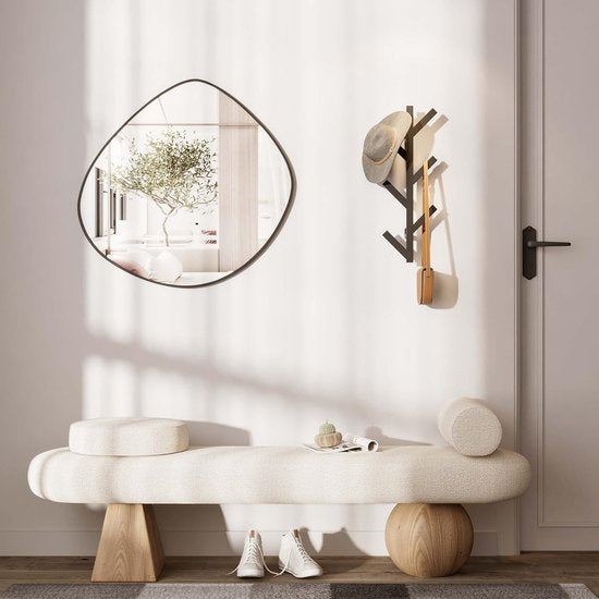 Metal Coat Hook Wall - 41 cm Vertical Coat Rack with 6 Hooks for Hanging Jackets, Coats, Hats, Scarves and Handbags (Black)