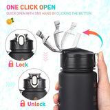 Drinkfles, 3 stuks, 2 l, 700 ml, 300 ml, lekvrij, 2 liter drinkfles met rietje, BPA-vrij, sportfles met tijdmarkering voor fiets, fitness, wandelen, outdoor