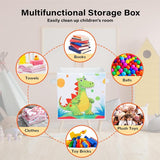 Opbergdoos voor kinderen, groot, 4 stuks, opvouwbare Oxford-speelgoedkist met handvat voor jongens en meisjes, lichte speelgoedorganisatoren en opslag in de kinderkamer, 32 x 32 x 32 cm (dinosaurus)