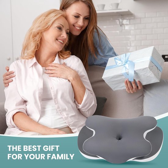 Traagschuimkussen, nekcontourkussen voor schouderpijn, ergonomisch orthopedisch neksteunkussen voor zij-, rug- en buikslapers met wasbare kussensloop van ijszijde