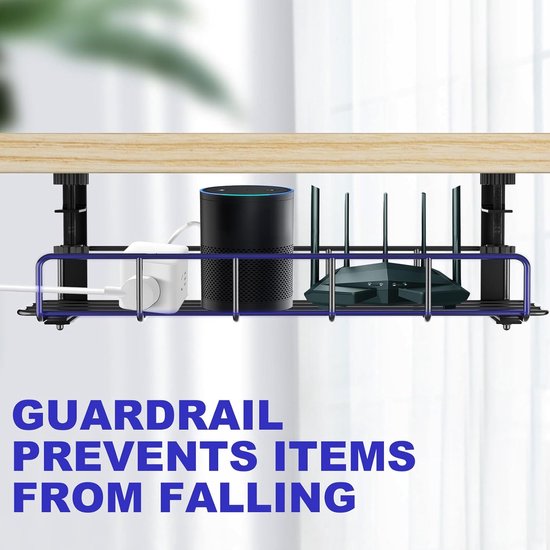 Kabelbeheer Onder Bureau Onderbureau Kabelbeheer Kabelmand voor het beheren van kabels en stekkerdozen, Zwart, Set van 2