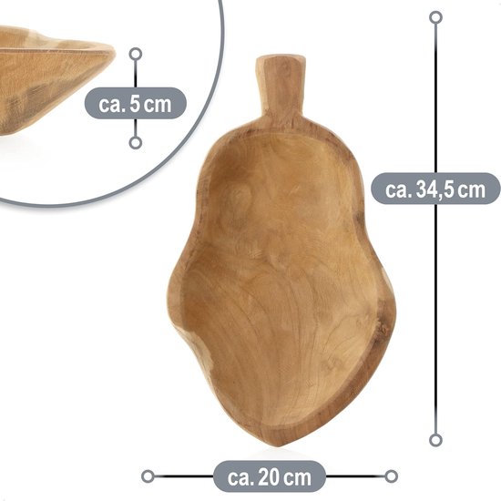 Decoratieve schaal van teakhout, handgemaakt houten dienblad voor kamerdecoratie, teakschaal voor fruit en snacks, woonaccessoire (schaal ovaal - teakhout