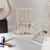 Sieradenstandaard, wit, sieradenorganizer, sieradenboom van metaal voor kettingen en keramiek, sieradenrek voor ringen, oorbellen, armbanden, horloges en accessoires, 17,5 x 7 x 22 cm