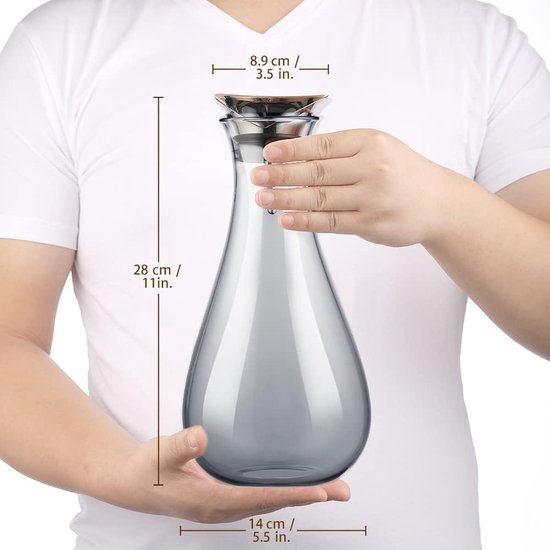 1.8 L Glass Carafe Black Water Carafe Made of Borosilicate Glass Water Jug Glass Jug Glass with Stainless Steel Lid Carafe Glass Jug