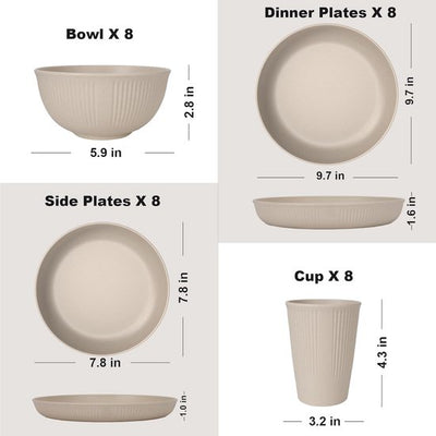 36 stuks onbreekbare serviessets voor 6 personen, campingborden en kommen, plastic picknick-dinersets, lichtgewicht BBQ-serveerborden, kommen, kopjes, bestekset, vorken, servies (gemengde kleur 36 stuks onbreekbare serviessets voor 6 personen, campingborden en kommen, plastic picknick-dinersets, lichtgewicht BBQ-serveerborden, kommen, kopjes, bestekset, vorken, servies (gemengde kleur