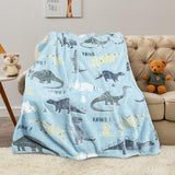 Deken dinosaurus kinderen dino deken licht op in het donker zachte pluizige fleece deken woondeken Glow in The Dark, dino geschenken voor jongens meisjes, 130 x 150 cm