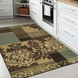 Ottohome-collectie, eigentijdse antislip kamertapijt in damast-design, bruin, 100 x 150 cm