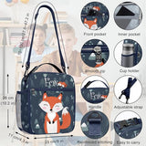 Fuchs geïsoleerde lunchtas voor kinderen, met flessenhouder, blauwe koeltas, klein, draagbaar, voor jongens en meisjes