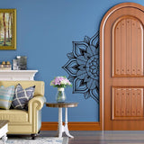 Grote Metalen Mandala Muurdecoratie Unieke Lotusbloem Muurkunst voor Thuis Slaapkamer Kantoor Binnen Buiten (Zwart)