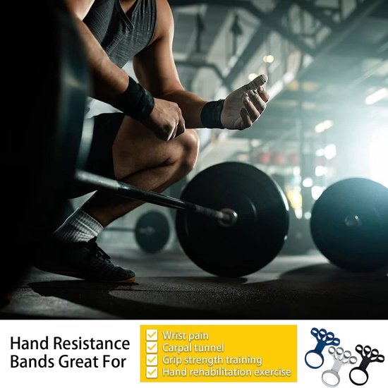 Handtrainer vingertrainer, 3 stuks siliconen handgrip-trainer, sterke vingerweerstandsbanden, vingerextensor voor gitaar, piano en klittenband, 3/4/5 kg