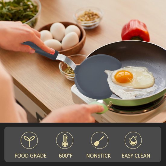 Pannenspatel, siliconen, 3-delige set, 315 °C, hittebestendige spatels van siliconen, voor anti-aanbak-kookgerei, BPA-vrij, keukengerei, grote flexibele spatel voor ei, pannenkoeken, vis, hamburgers