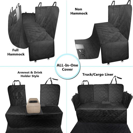 XXL Hondendeken voor de achterbank, 152 cm x 238 cm, hondendeken voor kofferbak, autodeken met zijbescherming en kijkvenster, waterdichte en krasbestendige kofferbakbescherming, hondenachterbank voor
