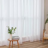 Set of 2 Sheer Voile Curtains with Eyelets, Transparent, Airy Decorative Polyester Curtain for Living Room, Bedroom, 140 x 225 cm (W x H), Grommet Top, White