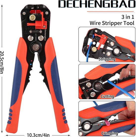 Krimpgereedschap voor krimpverbinders, set met AWG 22-10 (0,5-6 mm²), Marine Grade krimpverbinders en draadstripper (set van 200 stuks Heat Shrink Connectors)