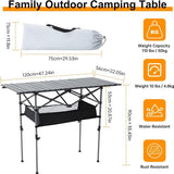 Opvouwbare campingtafel, klaptafel, campingtafel voor 4-6 personen, opvouwbare tuintafel voor buiten met netplank, opbergtas, in hoogte verstelbare klaptafel met oprolbaar tafelblad en draagtas