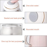 Thermosfles 500 ml, thermoskan met beker, termosflessen, roestvrij staal, thermoskan, koffie & thee, lekvrije waterfles, dubbelwandige thermosfles voor kantoor, outdoor, reizen (roze)