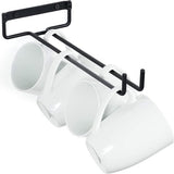 Wijnglashouder, 4 stuks glashouders om op te hangen, metaal, wijnglazen, houder, glazenrailhouder, onder kast, hangend wijnglasrek voor keuken, bar, restaurant, 30 cm, zwart