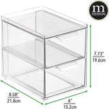 Cosmetische Organizer - Stapelbare Plastic Ladebox met 2 Laden - Praktische Box voor het opbergen van Badkamerartikelen - Set van 4 - Doorzichtig