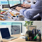 Bureau-organizer, gaas metalen kantoorplank met pennenhouders en lade, 6 sorteervakken voor pennen, pennenhouder, multifunctionele organisator (zwart)