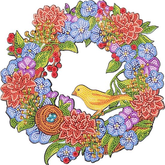 Diamond Painting, deurkrans, 30 cm, moderne krans, lentekrans, voor buiten, ronde kransen, knutselset, kinderkrans voor deur, muur, raam, bruiloft, feest, Kerstmis, Thanksgiving