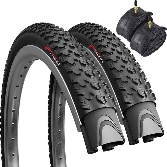 Paar 27,5 x 2,10 MTB-banden Inch 54-584 Fietshoes Opvouwbare Slick-banden met Presta-binnenbanden voor stadsfietsen Racefiets Mountainbike MTB Hybride fietsjas met 27,5 x 2,10 (2 stuks)