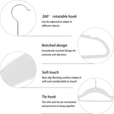 Kleerhangers, hangers van fluweel met 2 antislip inkepingen, dasorganisator en 360° haken, ruimtebesparende beugel voor bretels, mantels, jassen en pakken (beige, 20)