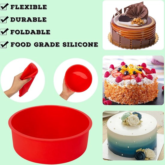 Siliconen bakvorm Ronde non-stick cakevorm Bakken Herbruikbare bakvormen Flexibele siliconen cakevorm Bakvormset (2 stuks)