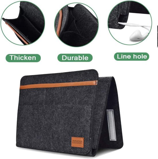 Bedorganizer met ophangsysteem, bedtas om op te hangen, dik vilt, antislip met gesp, voor baby's en kinderen, afstandsbedieninghouder, bank, bedside hanging, opbergorganizer (zwart)